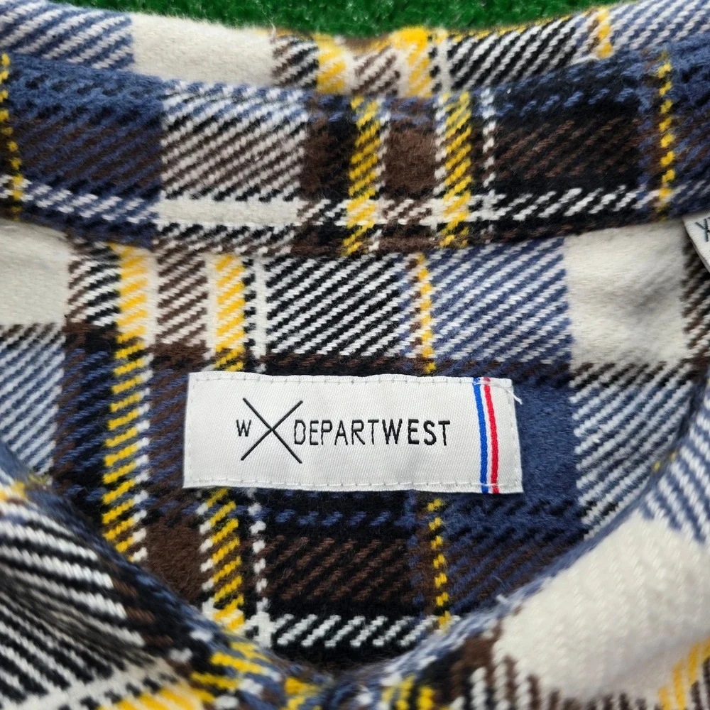 Depart West Flannel Shirt Mens 2XL Blue Plaid Button‎ Up Long Sleeve Outdoors